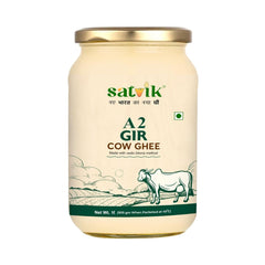Organic A2 Gir Cow Ghee By Satvik Pure Ghee | Healthy & Delicious Nutrients Lab Certified Desi Ghee Good For Parathe, Laddus | (1 Litr) 33.8 Ounce | Jar Pack