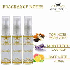 Menjewell Luxury Lavender Eau De Parfum 3x 0.3 Fl.oz. Perfume Gift Set For Her | Alcohol Free