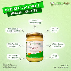 Pure Natural A2 Desi Cow Ghee By Livgreen Farm | Rich In Nutrients & Healthy Bilona Method Pure Desi Ghee Good For Boost Immunity | (500ml) 16.9 Ounce | Jar Pack