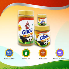 Premium Desi Cow Ghee By AKD | High In Protein Fiber & Nutrients Healthy Desi Ghee Good For Cooking, Frying | (500ml) 16.9 Ounce & (250ml) 8.4 Ounce | Jar Pack