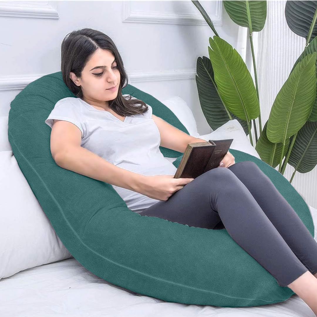 C Shaped Pillow, Pregnancy Pillow For Pregnant Women, Maternity Pillow, Green Color | Pregnancy Gifts For Women, Maternity Soft Pillows For Pregnancy Sleeping, Washable Velvet Cover