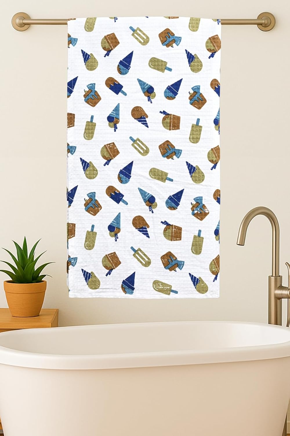 Mafatlal Coo Coo 100% Cotton Kids Bath Towel 250 Gsm | Soft, Lightweight & Quick-Dry Fun Cartoon Print Towel (Off-White) - 1 Pcs