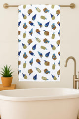 Mafatlal Coo Coo 100% Cotton Kids Bath Towel 250 Gsm | Soft, Lightweight & Quick-Dry Fun Cartoon Print Towel (Off-White) - 1 Pcs