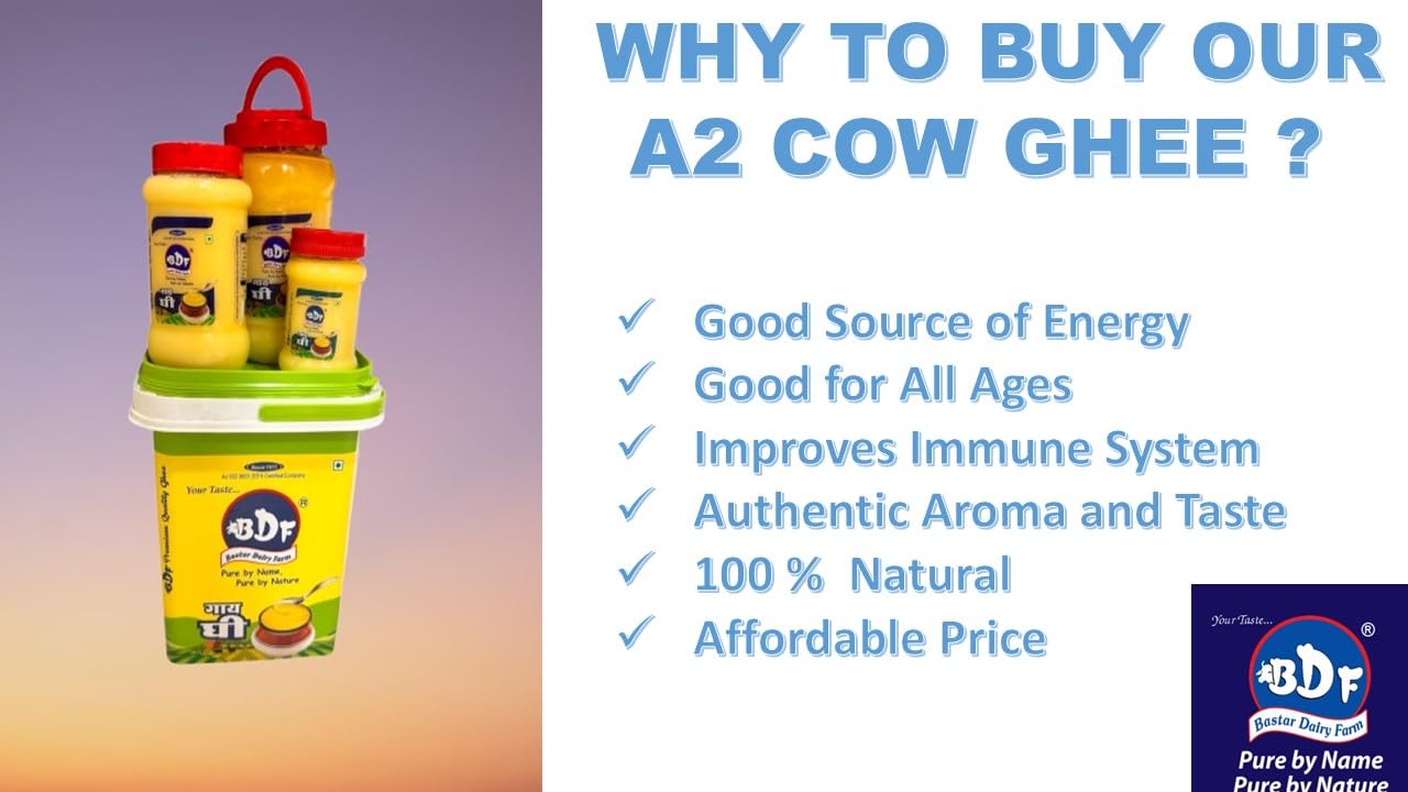 Premium Cow Ghee By Bastar Dairy Farm | Rich In Vitamins & Minerals Healthy Pure Desi Ghee Good For Laddus | (5 Litre) 169.0 Ounce | Bucket