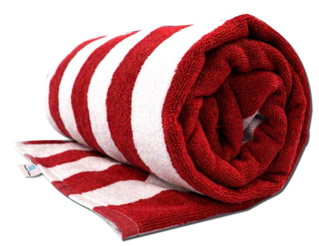 Towel Wala Striped Soft Turkish Cotton Large Bath Towel 450 Gsm | For Men & Women, Hotel Pool Towel (Pack Of 2)