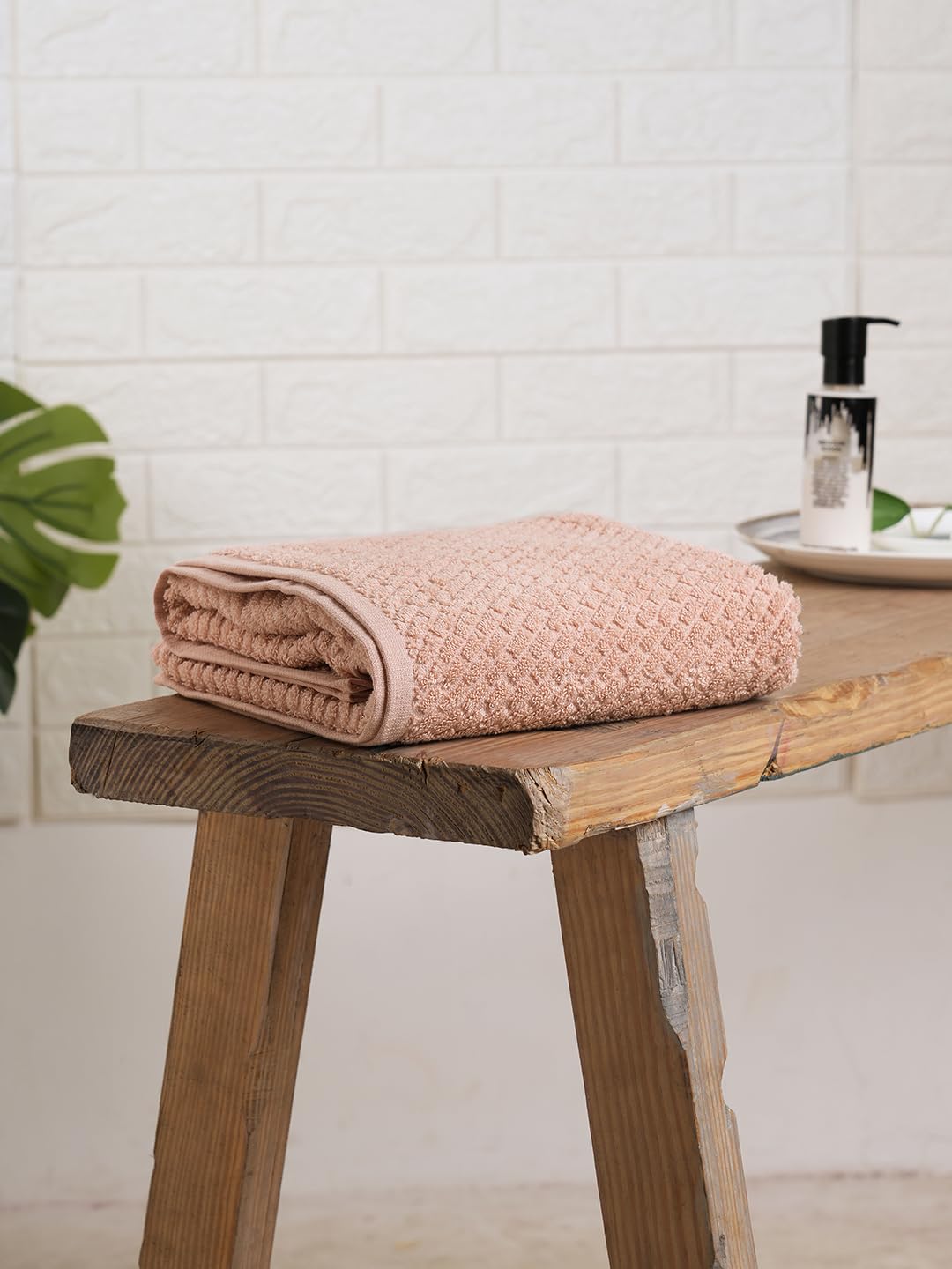 Spaces 100% Cotton Large Bath Towel 400 Gsm | For Men & Women Super Absorbent, Quick Dry, Ultra Soft Dobby Solid Design Towels Large Size (Rose Cloud)