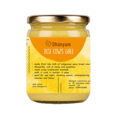 Natural Premium Desi Cow'S Ghee By Dhanyam | High In Vitamins A, D & Healthy Desi Cow Ghee Good For Muscles | (800ml) 27.0 Ounce | Jar Pack