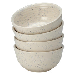 Hand Glazed Ceramic Serving Dinner Bowl Set Of 4 - 180ml Each, Ivory White | Microwave & Dishware Safe - Serving Katori Set