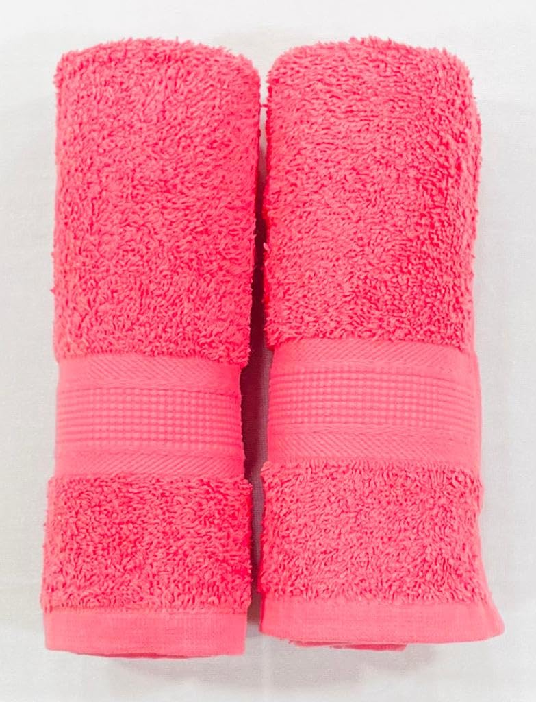Bombay Dyeing Plain Santino 500 Gsm Cotton Hand Towel Set - Rose (2 Piece)