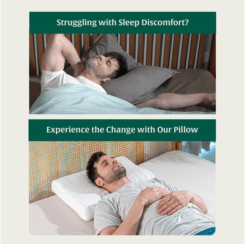 Cervical Pillow, For Neck Pain & Shoulder Pain Relief - King Size | Cool Gel Memory Foam Pillow For Sleeping | Orthopedic Pillow For Spondylitis, Neck Support Medical Pillow - Set Of 2