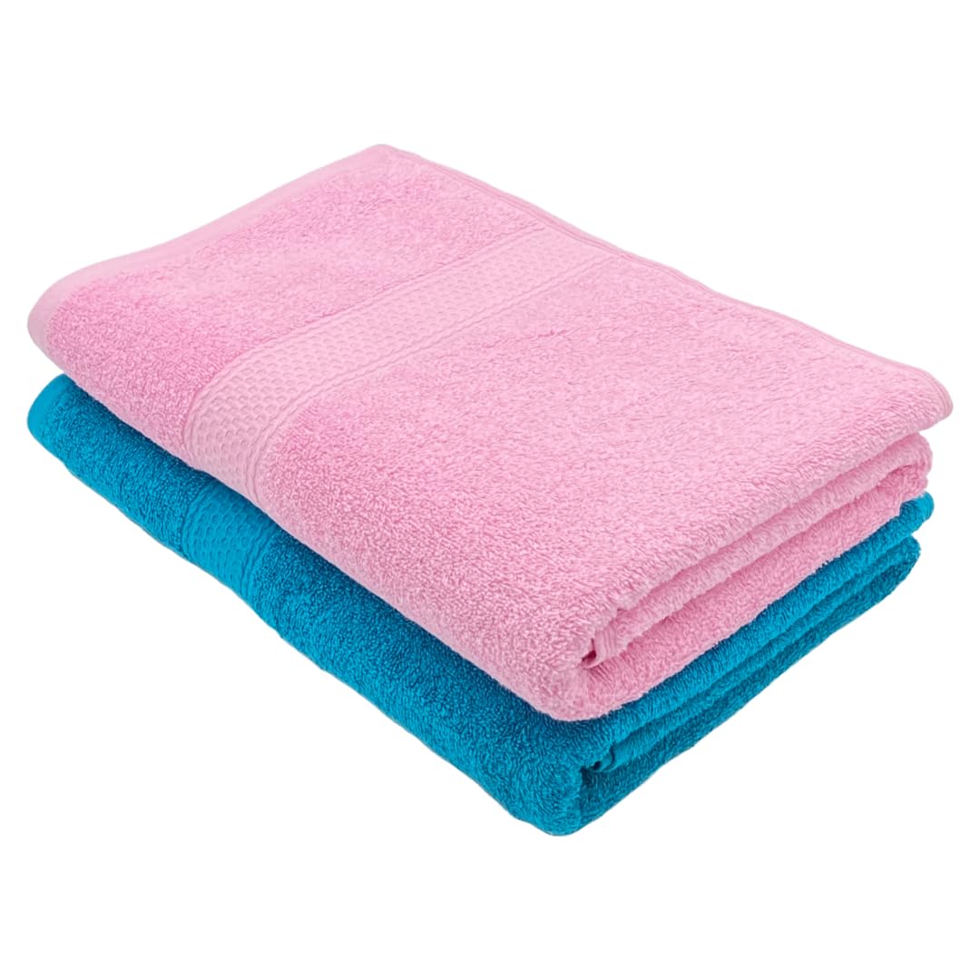 PatPug 100% Indian Ultra Soft Cotton 450 Gsm Bath Towel Large Bath Towel | Highly Absorbent Quick Drying Durable Towel For Men, Women & Kids (Cool Aqua & Baby Pink)
