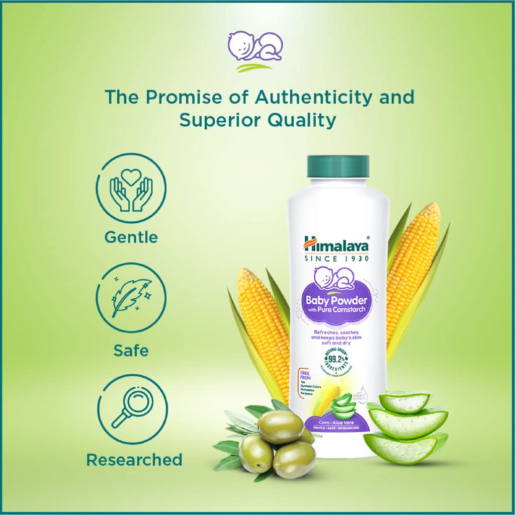 Himalaya Baby Powder With Pure Cornstarch, Refreshes, Soothes, Keeps Baby's Skin Soft & Dry | 400gm