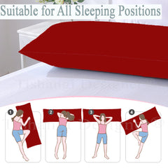 Microfiber Full Body Pillow, For Pregnancy Pillow, Dark Red - 54 X 18 Inches | Maternity Pillow For Sleeping, Pregnancy, Hugging, Natural Rayon Cotton Removable Cover - Pack Of 1