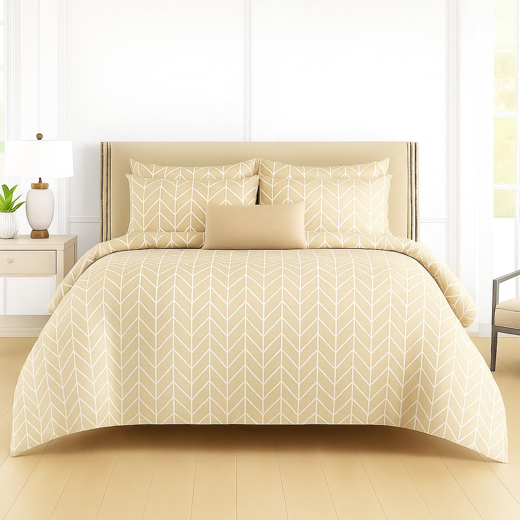 Cotton Double Bedsheet For Queen Size With 2 Matching Pillow Covers For Home - 90 X 100 Inches, Beige | Smooth Finish, Soft Touch & Breathable Comfort For Everyday Use