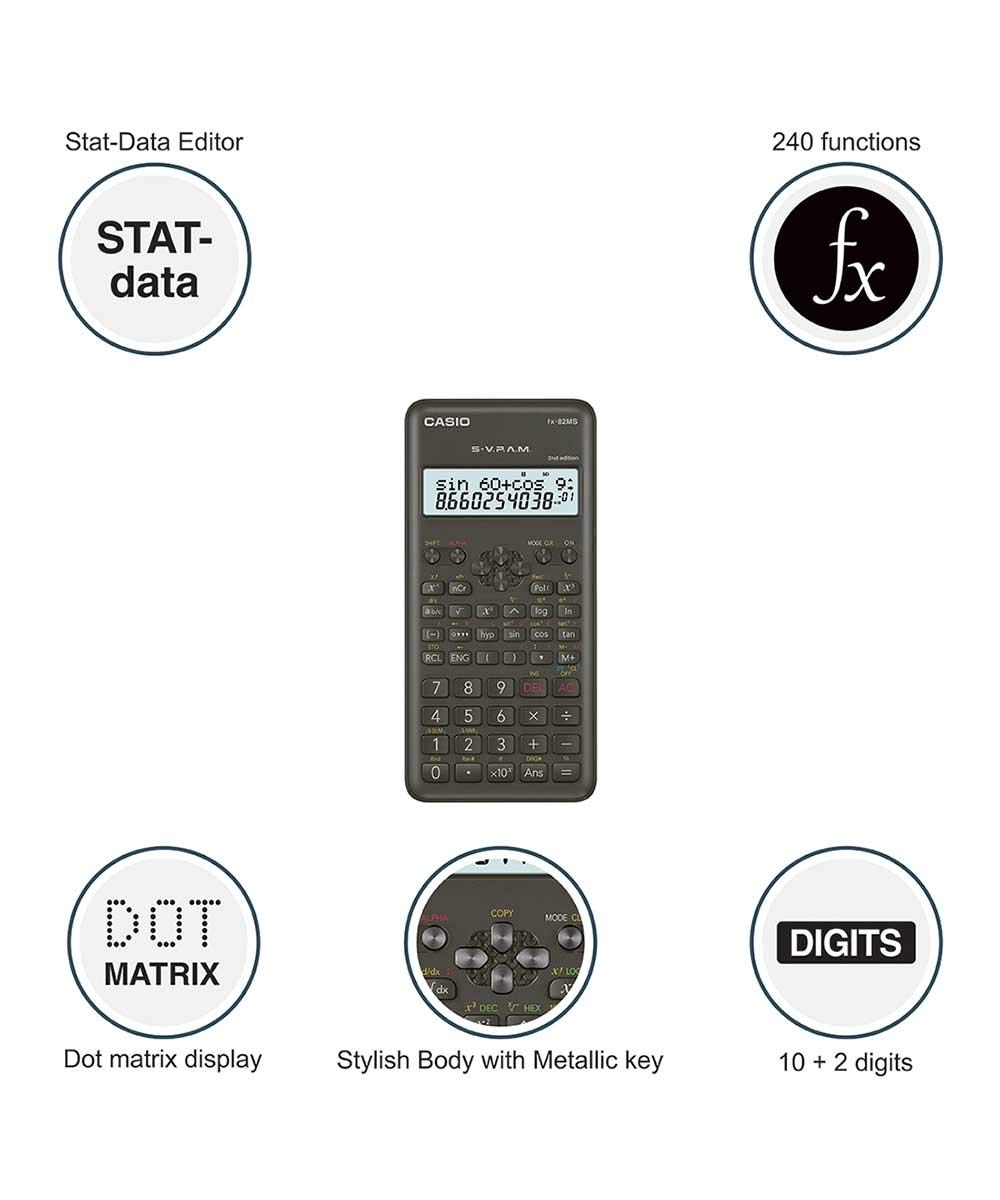 Casio Desktop Calculator & Casio FX82MS 2nd Gen Scientific Calculator, 240 Functions & 2-line Display | 14 Digit Display & 300 Steps Check & Correct Calculator