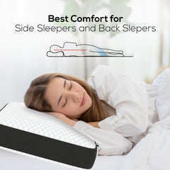 Memory Foam Pillow For Sleeping, Cervical Pillow For Pain Relief, White & Black | Pillow For Neck, Shoulder & Back Pain Relief | Orthopedic Pillow, Versatile & Multipurpose - Pack Of 1