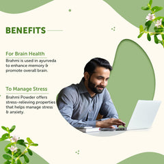 Neuherbs Organic Brahmi Powder For Men & Women Ayurvedic Care To Manage Stress & Boost Brain Health, Rich In Antioxident, 100% Pure & Natural | 100gm 0.2lbs
