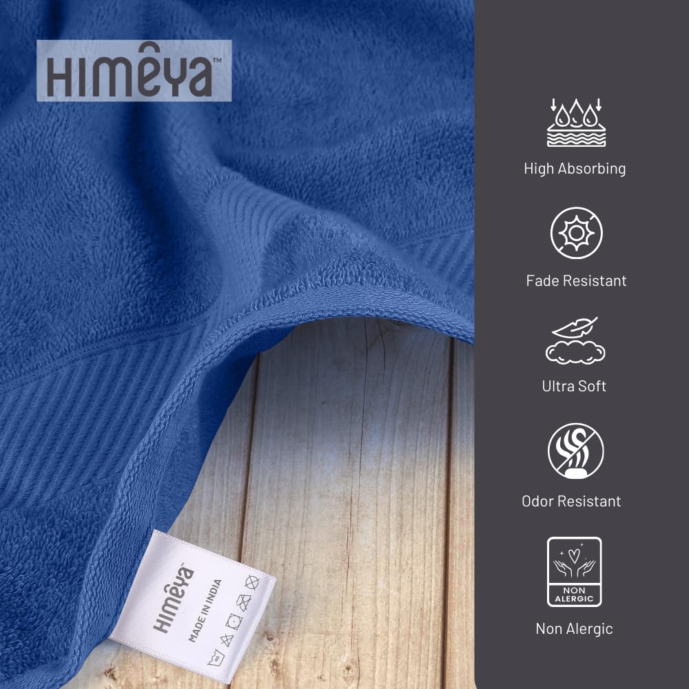 Himeya Bamboo Bath Towels 800 Gsm | Large Soft & Highly Absorbent, Eco-Friendly Design For Ultimate Comfort & Quick Drying -Ocean Blue (Pack Of 2)
