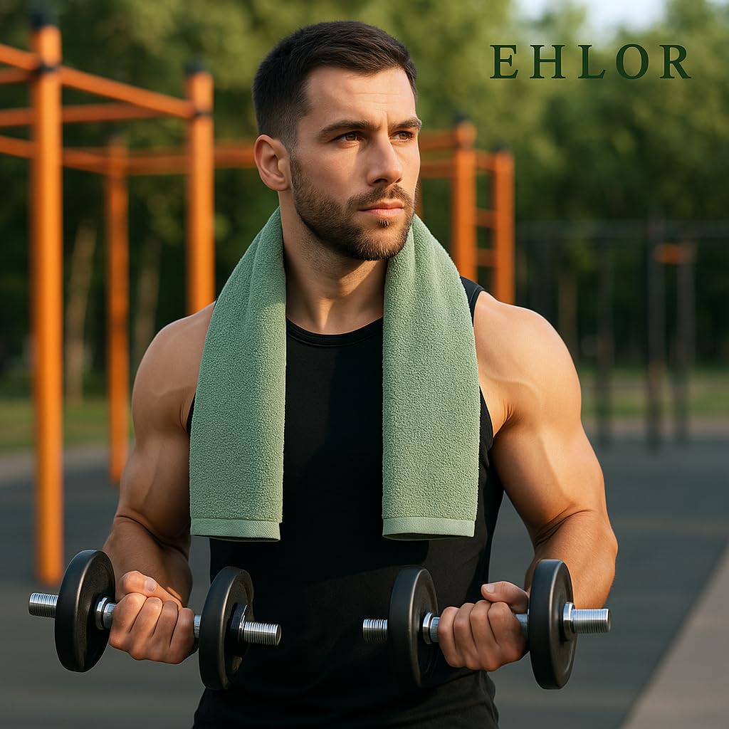 Ehlor Premium Bamboo Gym Towel 120 Gsm | Ultra-Absorbent & Anti-Bacterial 3x Softer Than Cotton Towels (Sage Green)