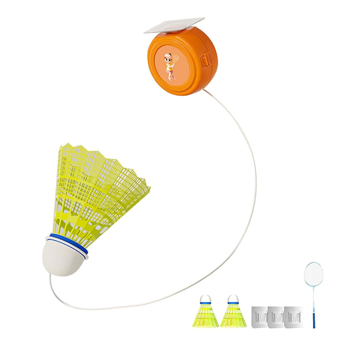 UJEAVETTE Badminton Solo Trainer Portable Professional with Shuttlecock for Games Home Adult | Yellow , Pack Of 3
