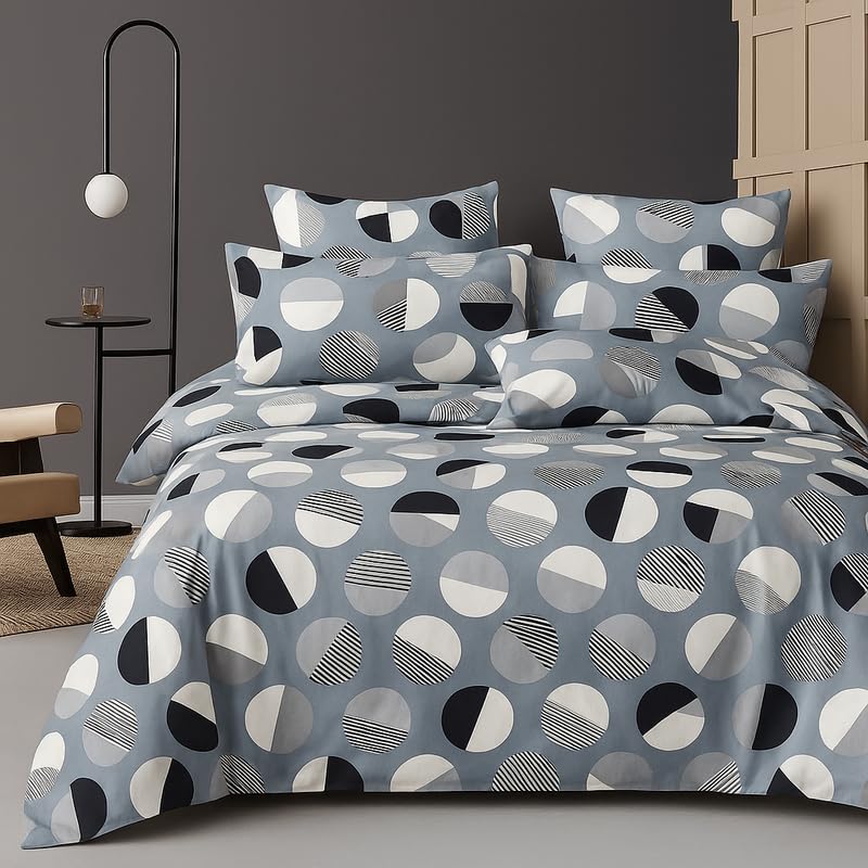 Microfiber Double Bedsheet King Size With 2 Large Size Pillow Covers | Size 108x108+9 Inches, Grey | Perfect For Daily Use, All-Season Use Or Gifting Bedsheet