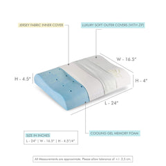 Orthopedic Cervical Pillow, Cooling Gel Memory Foam Pillow - XXL King Size - 24 L X 16.5 W X 4 H Inch | For Neck, Shoulder & Spondylitis Pain Relief | Bed Pillow For Sleeping - Pack Of 1