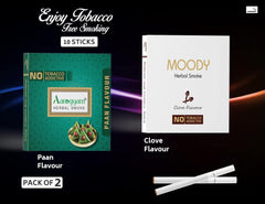 Aarogyam Herbals Pack Of 2 Flavours 100% Tobacco & Nicotine Free Cigarette For Relieve Stress & Mood Enhance Product, Paan - Moody Clove