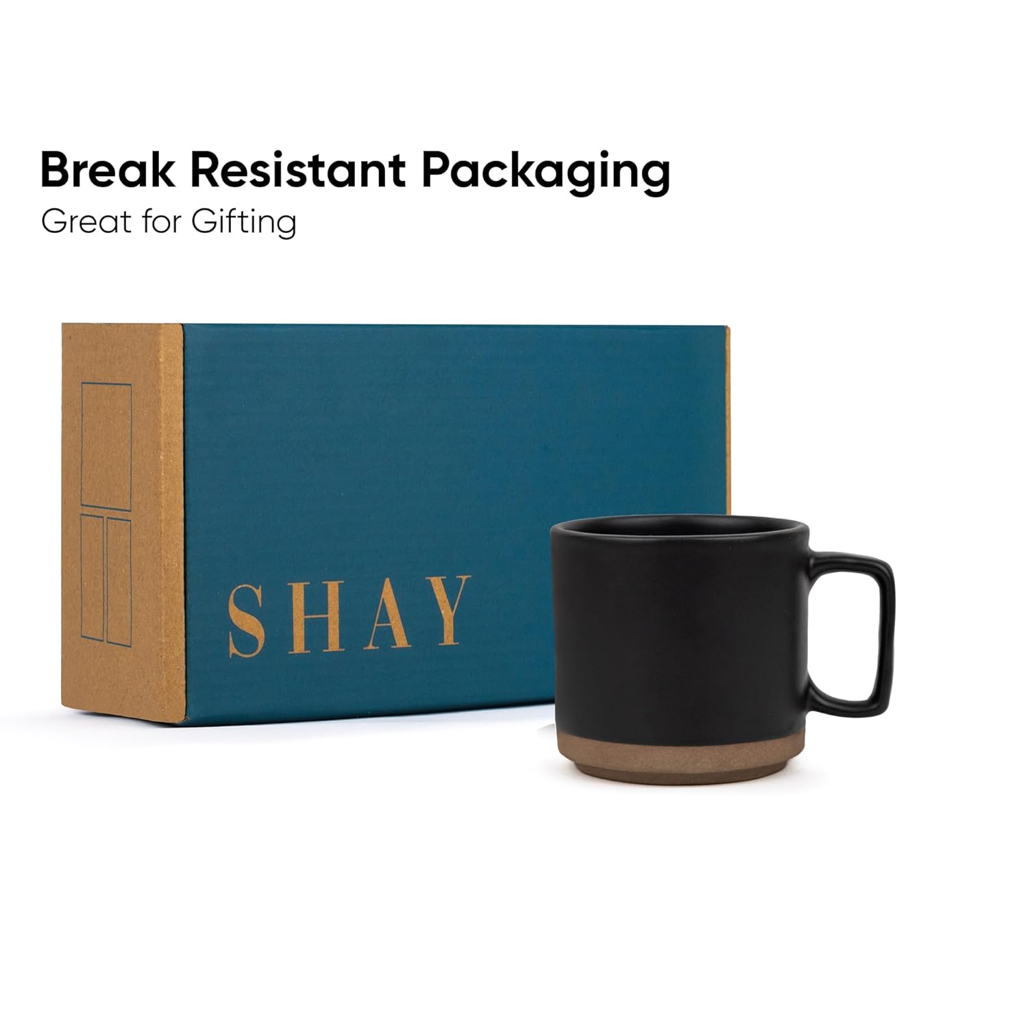 Large Ceramic Coffee Mug Set Of 2 - Black, 350ml Each | Ceramic Japandi Mug, Tea Mug With Matte Finish - Mug For Coffee | Ceramic Coffee Mug - Microwave Safe & Dishwasher Safe
