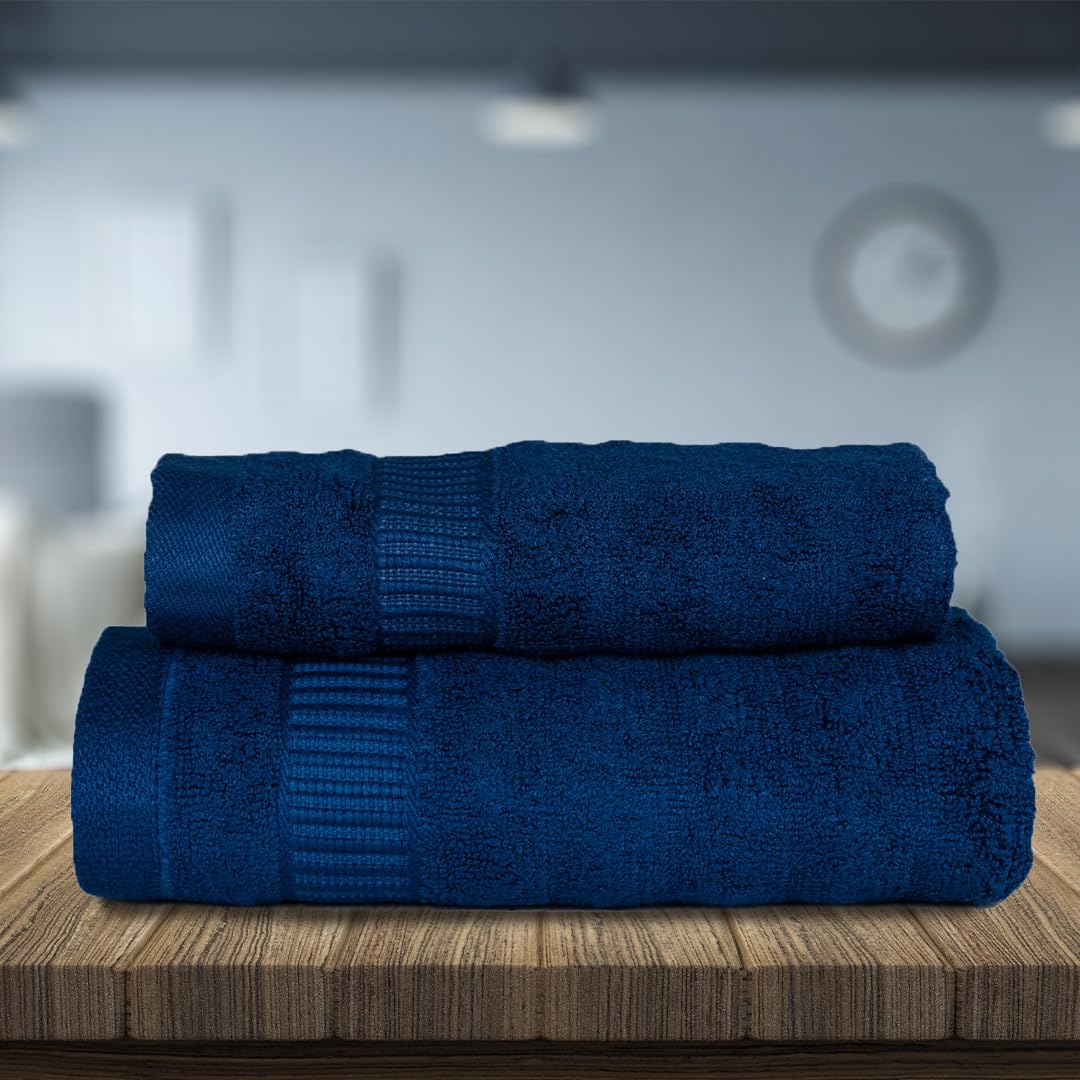 Mush 100% Bamboo Face & Hand Towel 450 Gsm | Ultra Soft, Absorbent, Quick Dry Towels For Facewash, Gym, Pool, Sports, & Travel - Navy Blue (Pack Of 2)