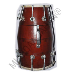 Wooden Professional Dholak With Bag, Brown Color - Nickel Plated Bolts & Nuts Used Goat Skin | Dholak For Festivals, Wedding, Satsang - Very Easy To Tune