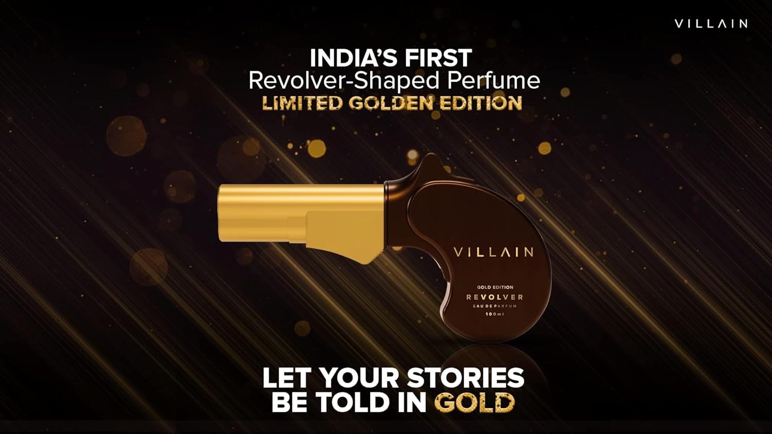 Villain Gold Edition Revolver Eau De Parfum 100ml 3.4 Fl.oz. Masculine Fragrance | Premium Luxury Gift For Men