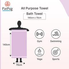 Patpug Coral Microfiber Ultrasoft Comfortable Highly Absorbent Quick Drying Large Bath Towel 350 Gsm (Purple)