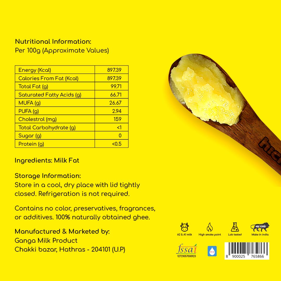 Natural A2 Cow Desi Ghee & Cultured Ghee By Hichkie | Rich In Vitamin A, D & K Healthy Vedic Bilona Method Pure Desi Ghee For Enhances Immunity | 360ml (180ml * 2) 12.1 Ounce | Combo Pack