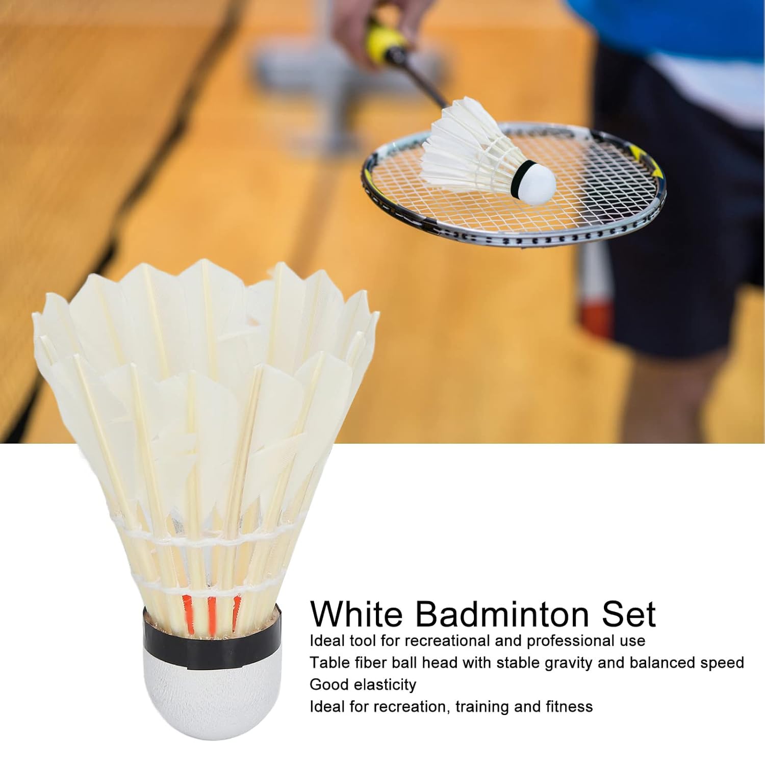Zhibo Sports Training Grade Badminton Shuttlecocks , Balanced Speed , For Beginners | White , Pack Of 12