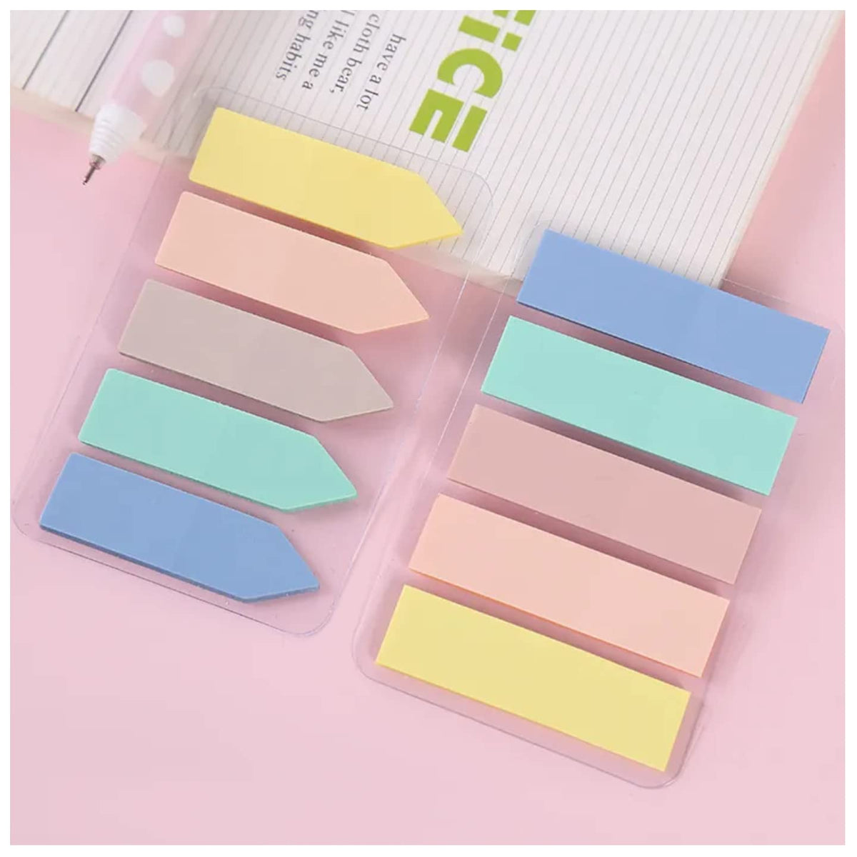 Sticky Note, Pastel Color Soft Memo Arrow Flag Index Mini Text Highlighter Strips - Set Of 2