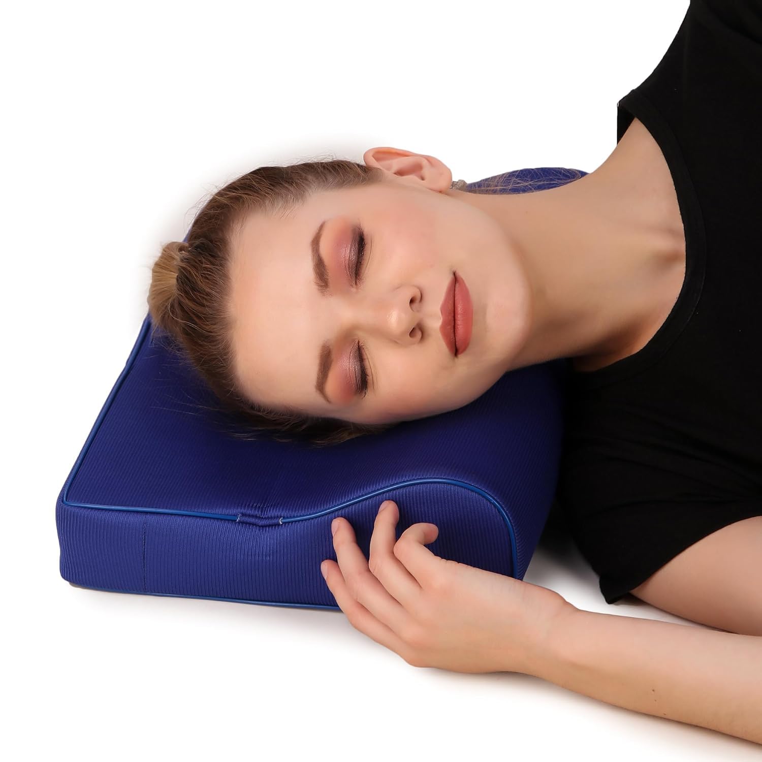 Cervical Pillow For Spondylosis Neck & Back Pain Support, Soft Pillow - Blue | Stress Universal Senior Citizen Men & Women | For Back, Head & Side, Stomach Sleepers