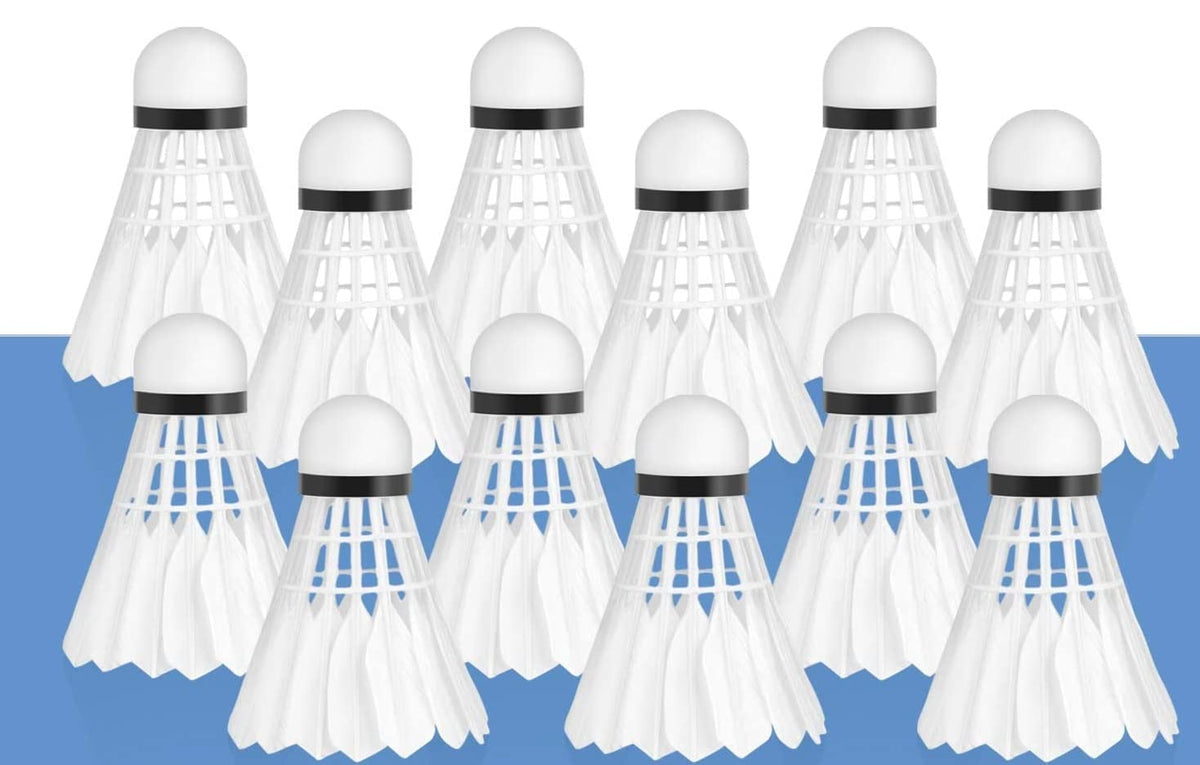 Spanco Feather Badminton Shuttlecock , Suitable For Training & Tournament , Strong Eva Based Cork | White , Pack Of 12