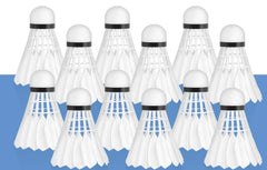Spanco Feather Badminton Shuttlecock , Suitable For Training & Tournament , Strong Eva Based Cork | White , Pack Of 12