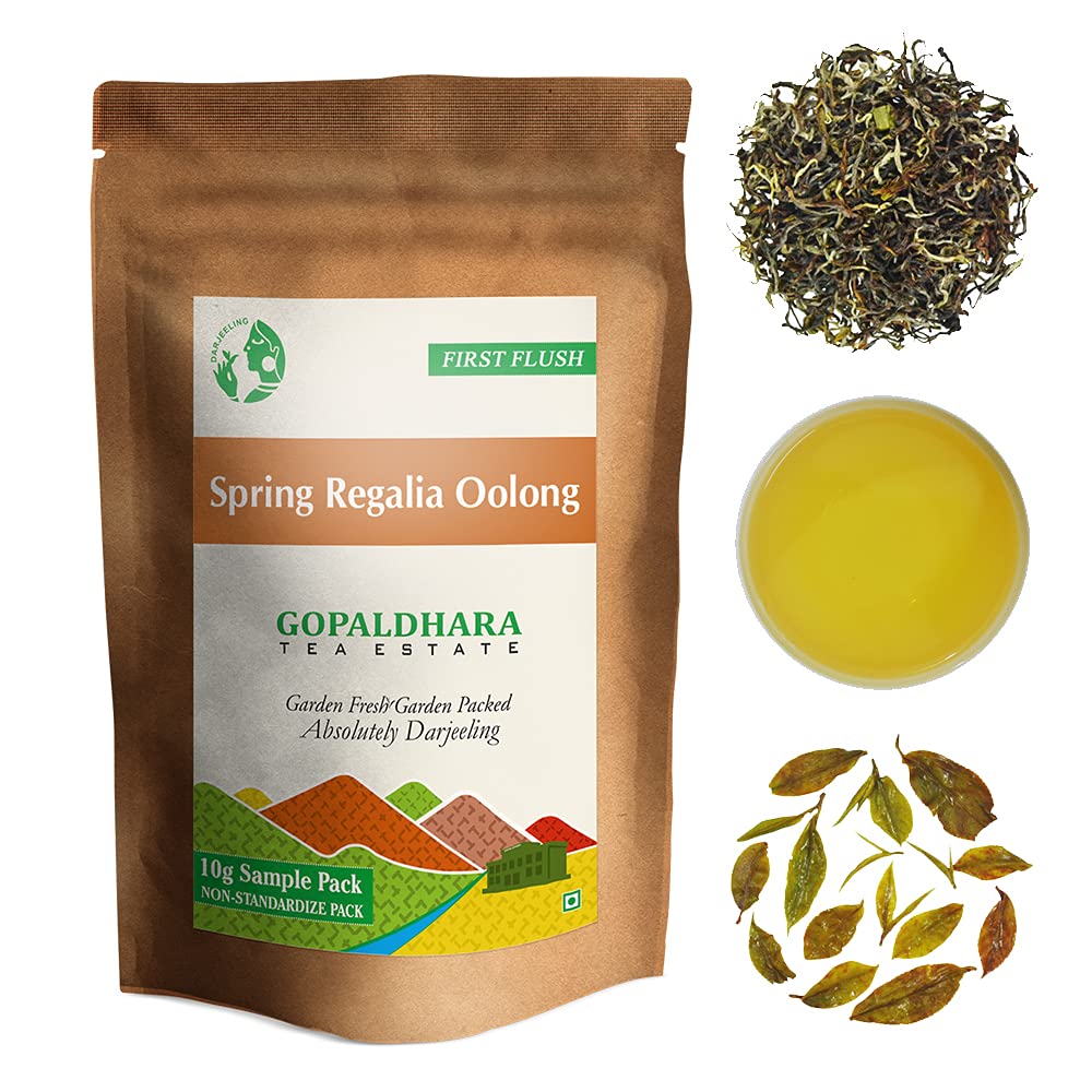 Gopaldhara Darjeeling Tea First Flush Tea Sample Pouches - Pack Of 7 Teas X 10gm, 0.35 Ounce Each | First Flush Low Caffeine Loose Leaves