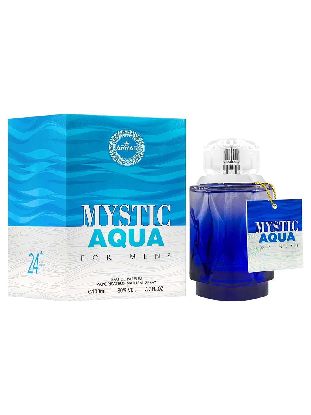 Arras Mystic Aqua Eau De Parfum 100ml 3.3 Fl.oz. For Men | Enhances Mood , Long Lasting Aqua Fragrance Prevenrts Bad Smell | With Free Tester Inside