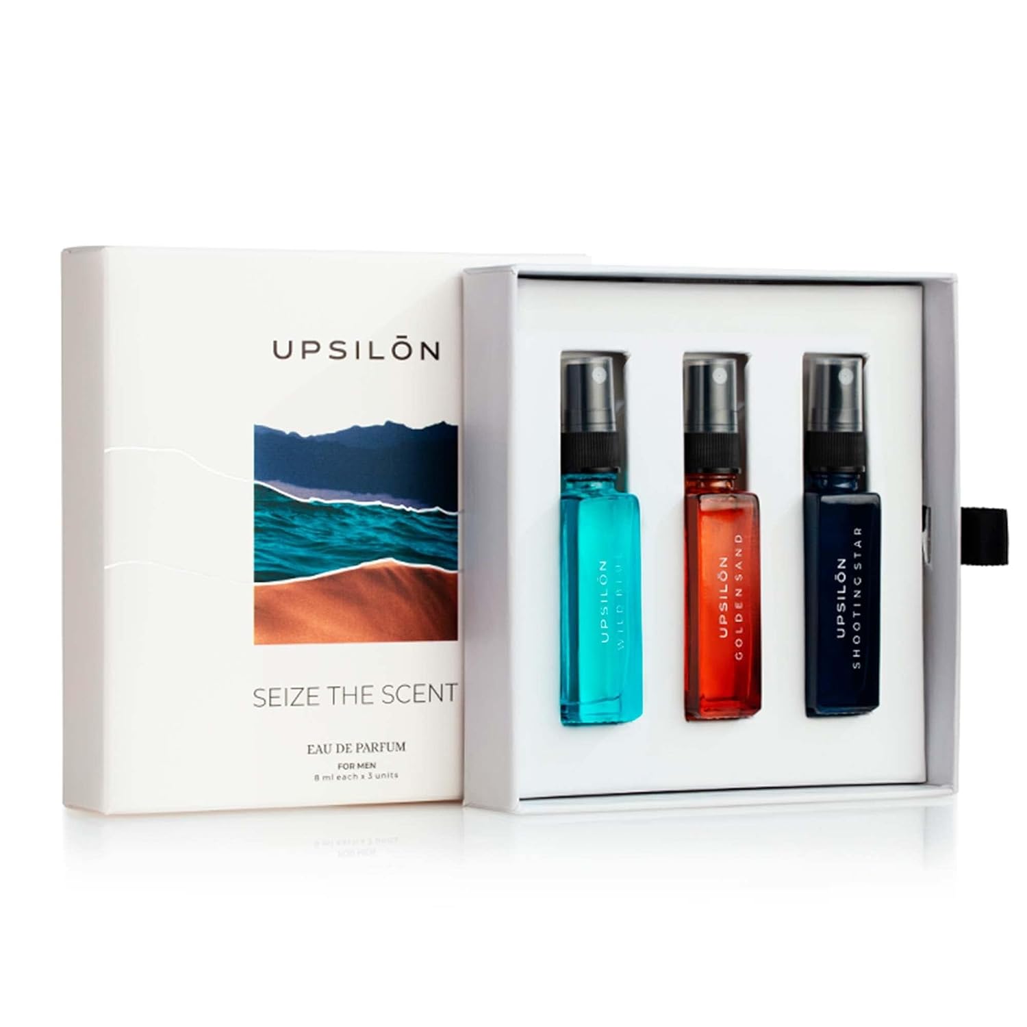 Upsilon Shooting Star Eau De Parfum 3.4 Fl.oz. With Combo Of 3x 0.2 Fl.oz. Long Lasting Pocket Perfumes | Travel Friendly Luxury Scent | Men's Perfume