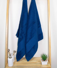 Rangoli Soft Absorbent Durable Towels Earthly Egyption Cotton Plush Oversized Large Size Bath Towel 1200 Gsm (Navy Blue)- Pack Of 2