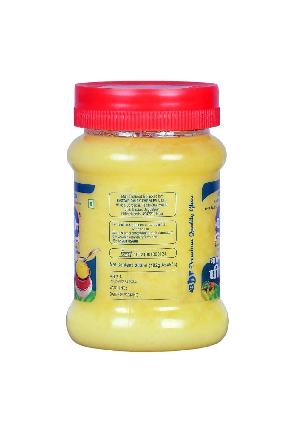 Premium Cow Ghee By Bastar Dairy Farm | Rich In Vitamins & Minerals Healthy Pure Desi Ghee Good For Rotis | (200ml) 6.7 Ounce | Jar Pack