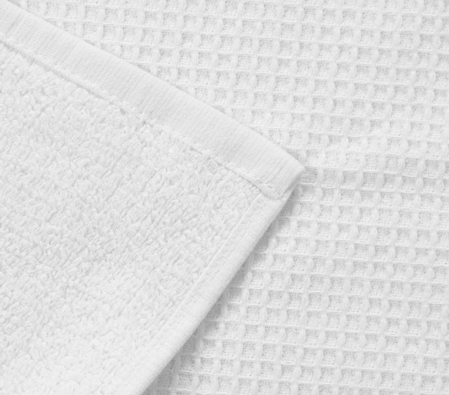 Fash Home Waffle Terry Fusion Bath Towel 1000 Gsm | Full Large Size 100% Soft Cotton Super Luxurious Quick Absorbent Towel - White & Grey (Pack Of 2)