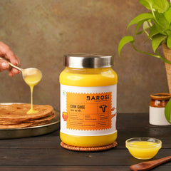 Natural Desi Cow Ghee By Barosi | Rich In Vitamins A, E & Healthy Cow Desi Ghee Good For Digestive Health | (1 Litr) 33.8 Ounce | Jar Pack