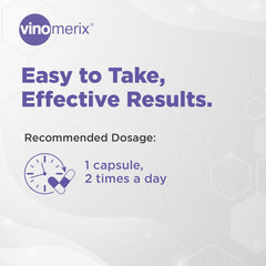 Vinomerix Antioxidant, Grape Seed Extract, Helps In Reducing Blood Pressure, Oxidative Stress & Improve Blood Circulation | 600mg 60 Veg Capsules 100gm 0.2lbs