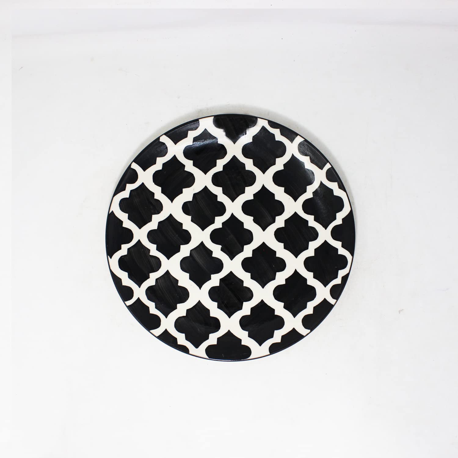 Black Moroccan Ceramic Dinner Plates Set Of 4 - 10 Inches, 4 Pieces | Hand Painted Full Ceramic Plates For Dinner - Microwave Safe & Dishwasher Safe