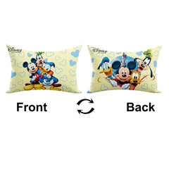 Kid's Soft Pillow For Sleeping, Disney Mickey Team Pillow, Cream - 12 X18 Inch | Back & Front Printed, Suitable For All Sleepers, Multipurpose & Comfortable, Breathable - Pack Of 12