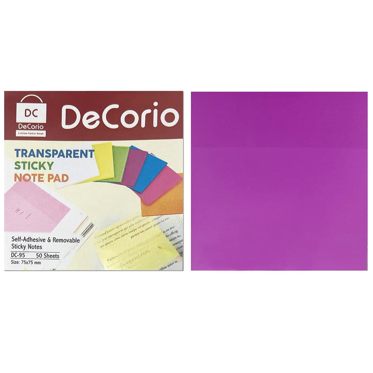 Transparent Sticky Notes 50 Sheets Paper Daily Check List School Stationery | Pack Of 3, Purple