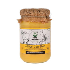 Pure Natural A2 Desi Cow Ghee By Two Farmers Organics | Rich In Vitamins A, E Healthy Desi Cow Ghee Good For Glowing Skin | (500ml) 16.9 Ounce | Jar Pack